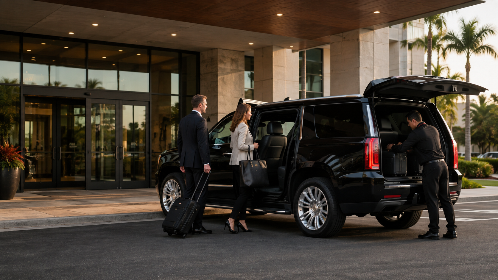 Flt 06h btm black luxury suv hotel pickup wide v01